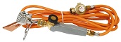 litavimo komplektas: lituoklis su pilka rankena,oranžinė žarna 4,75m ilgio, auksinės spalvos reduktorius