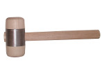 Wooden hammer with metal ring jacket
